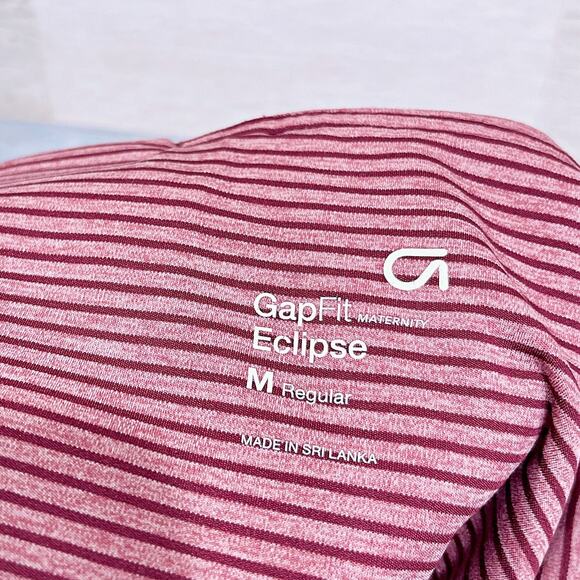 GapFit Maternity Full Panel Propel 7/8 Leggings Red Stripe Eclipse Womens Medium - Picture 6 of 8